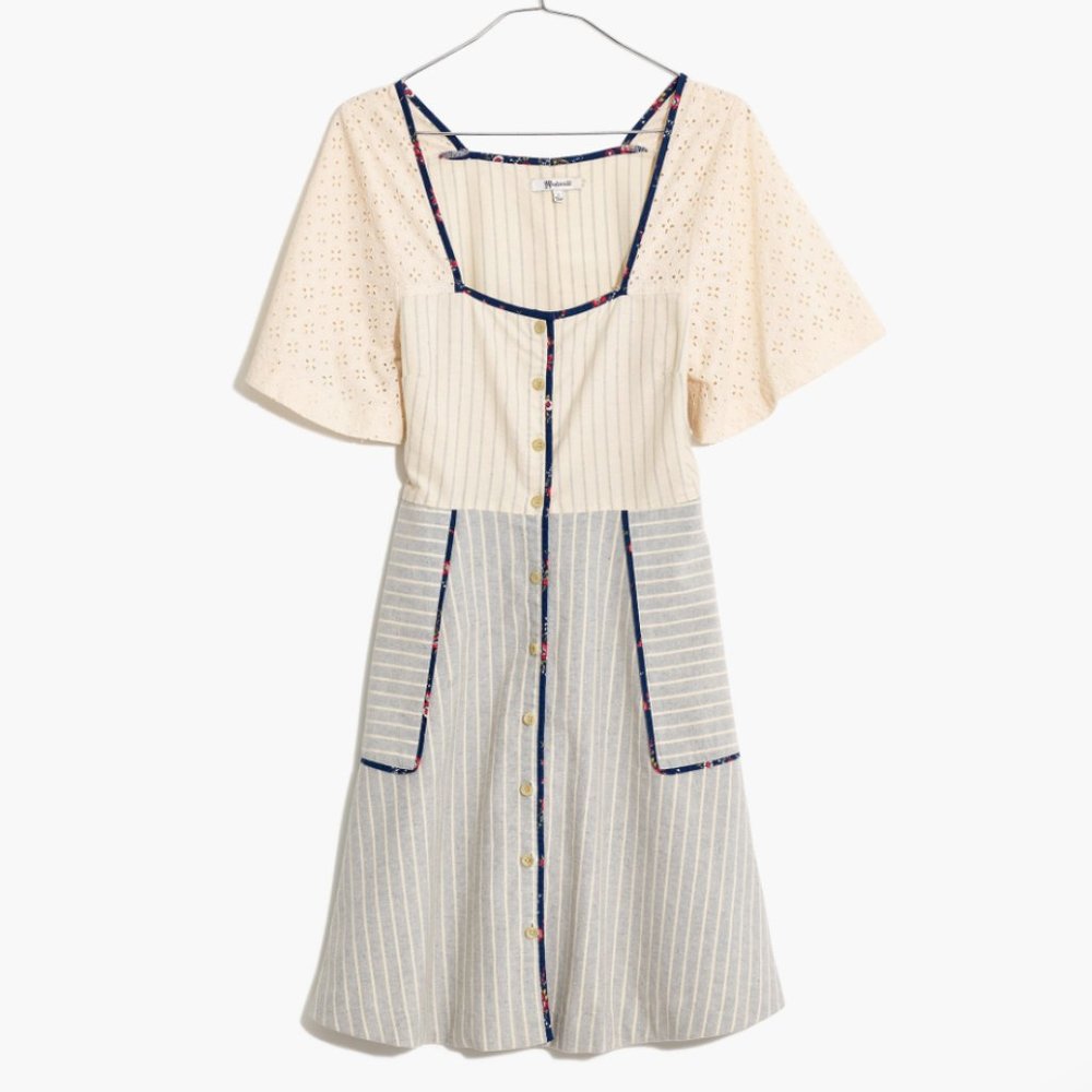 NWOT Madewell X The New Denim Project Patchwork Square Neck Dress